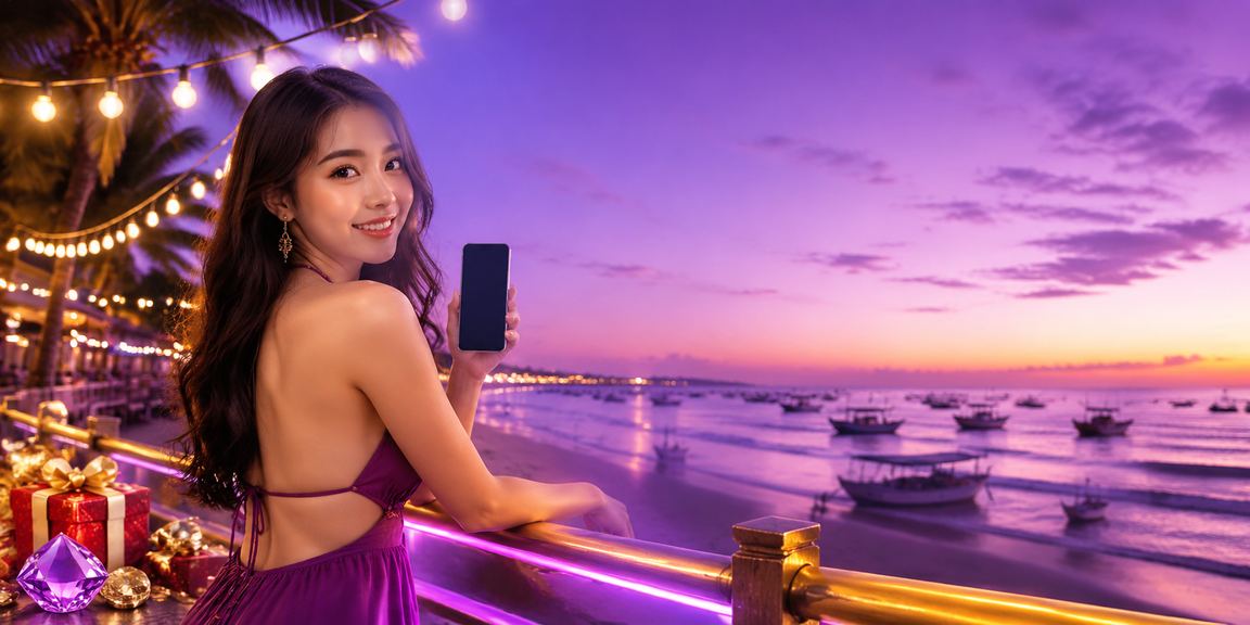 Người dùng tại Mũi Né thư giãn và xem tỷ lệ kèo thể thao qua điện thoại bên bãi biển